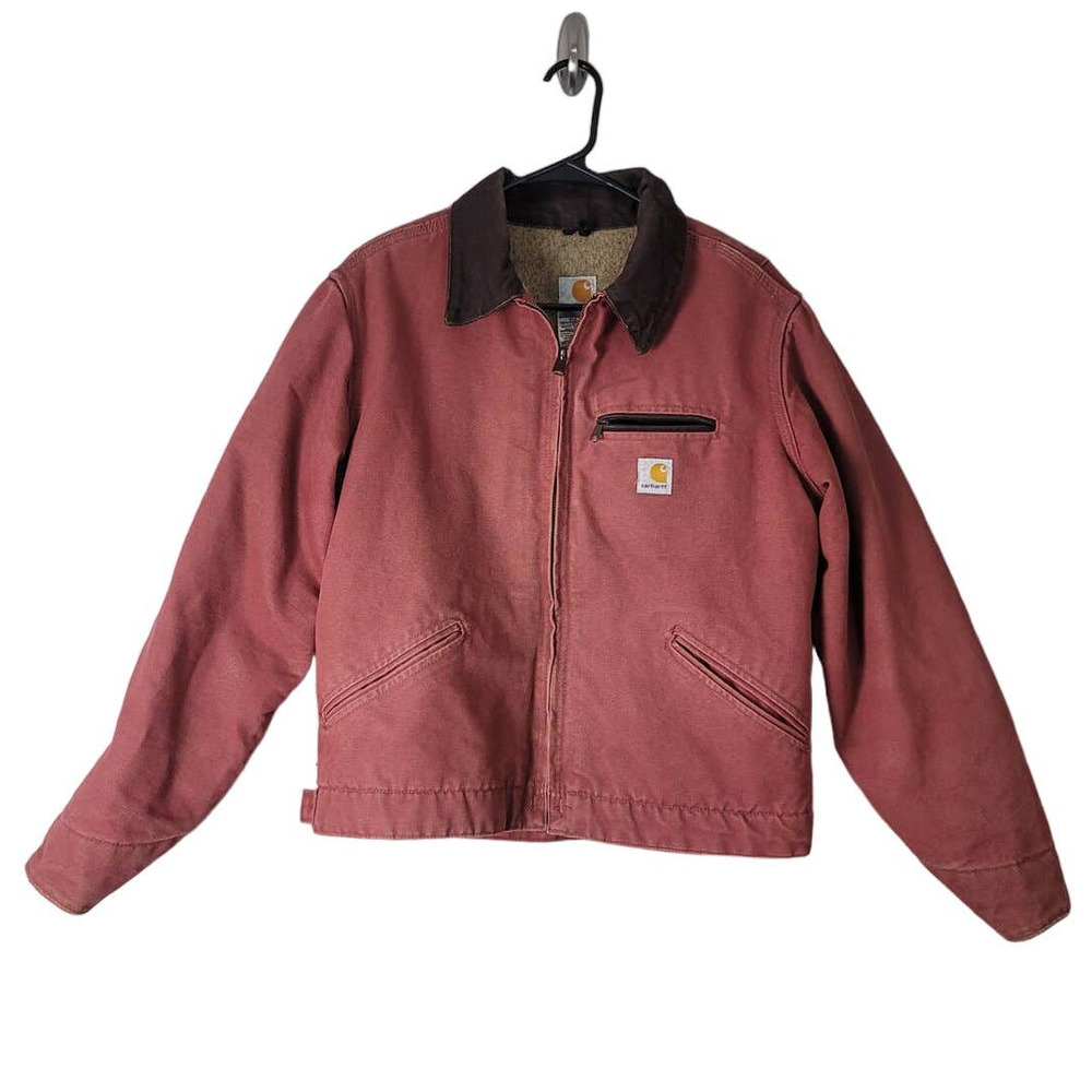 Carhartt Detroit Work Jacket Vintage Womens Salmon Rose Sherpa Lining 14806 M
